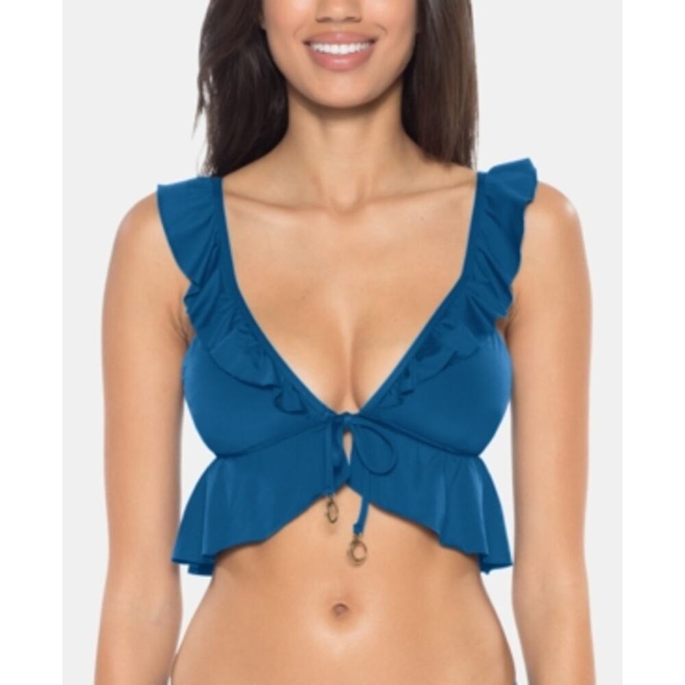 Soluna Women's Under the Sun Ruffled Bikini Swim Top Separates Swimsuit -Size D